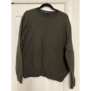Polo Ralph Lauren Sweater Mens XXL Green Cotton Crewneck Knit Pullover Logo